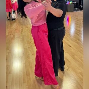 Hot pink satin pants / sincerely Jules pants